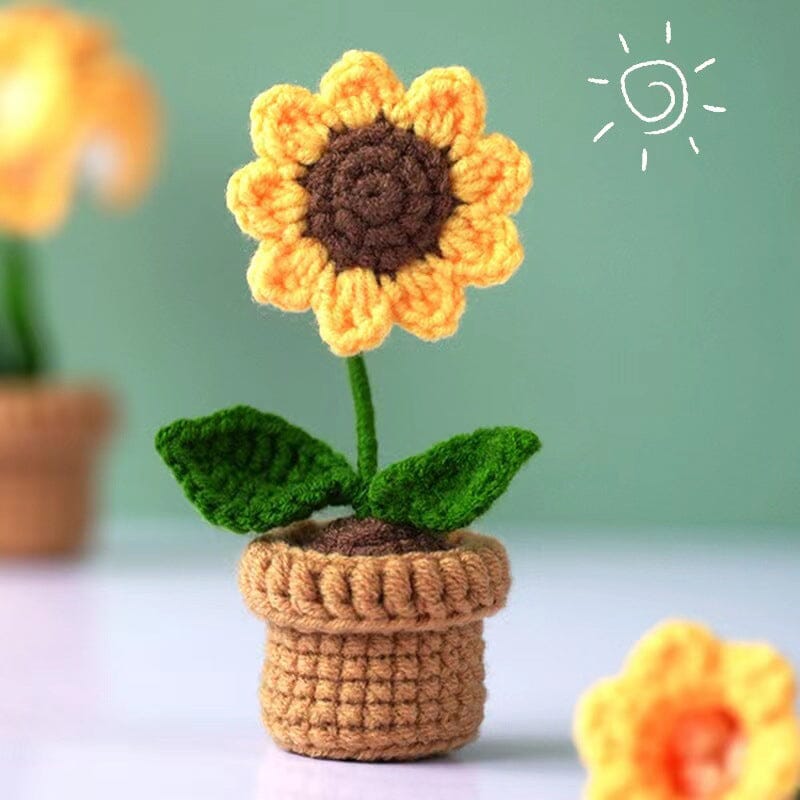 Handmade knitted flowers