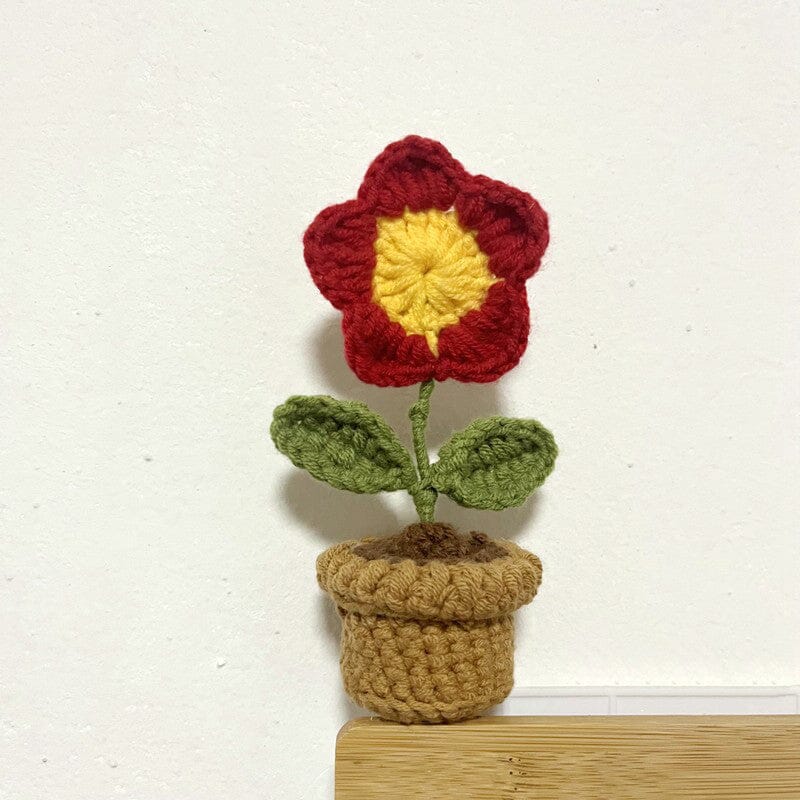 Handmade knitted flowers