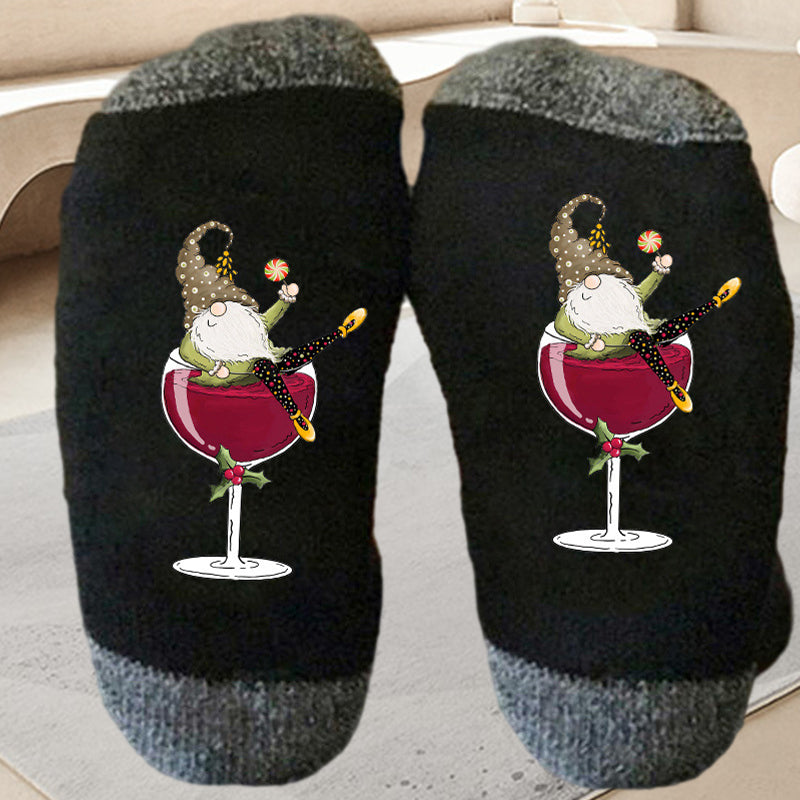 Gnome Wine Glass Unisex Crew Socks