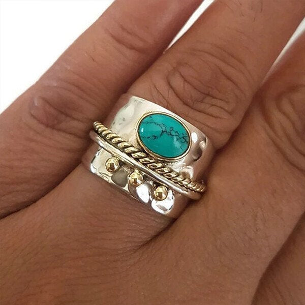 Sterling Silver Turquoise Wide Band Ring