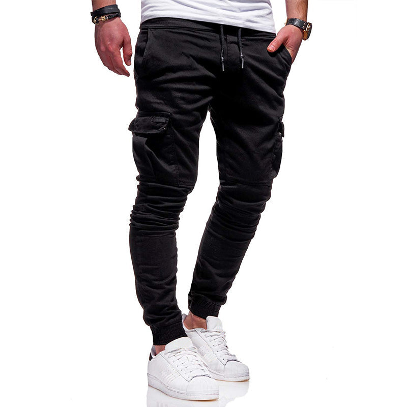Solid Color Drawstring Casual Joggers