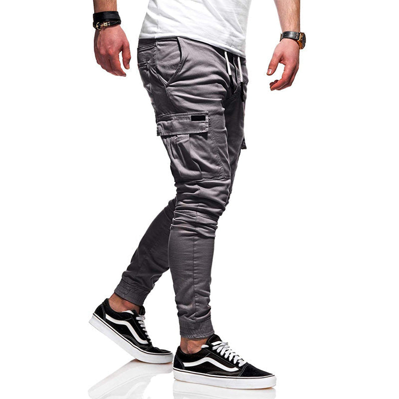 Solid Color Drawstring Casual Joggers