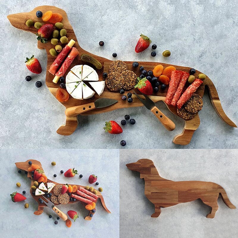 Wooden Dachshund Dog Dinner Plate